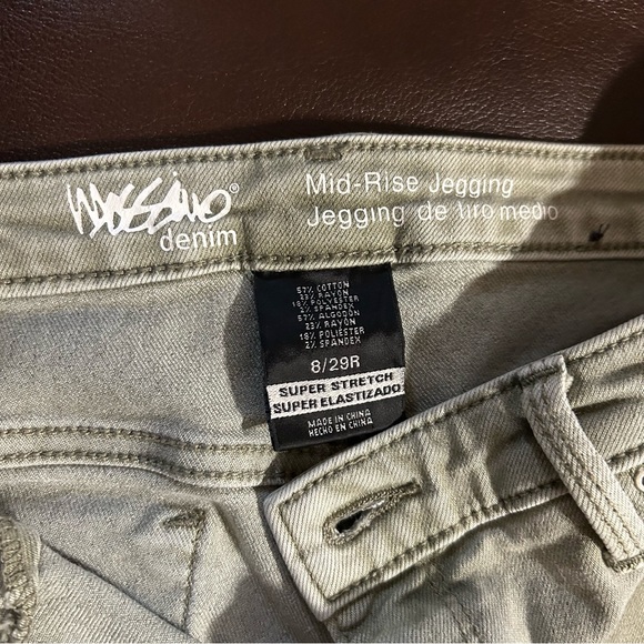 Mossimo Womens Size 8 / 29 R Stretch Distressed Mid Rise Olive Grey Jeggings - Picture 5 of 7